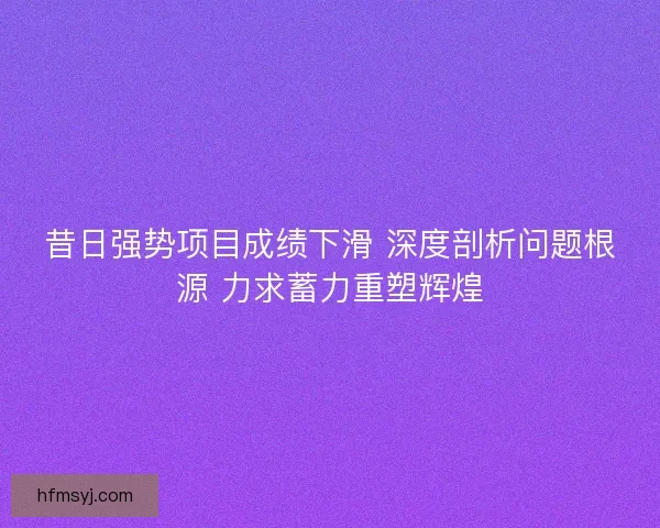 昔日强势项目成绩下滑 深度剖析问题根源 力求蓄力重塑辉煌
